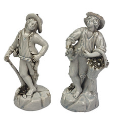 Coppia Scultura in Porcellana bianca Manifattura Antonibon Nove di Bassano ' 700