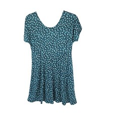 Ms Conduct Dress Womens Large Vintage Fit Flare Floral Knee Short Sleeve Skater