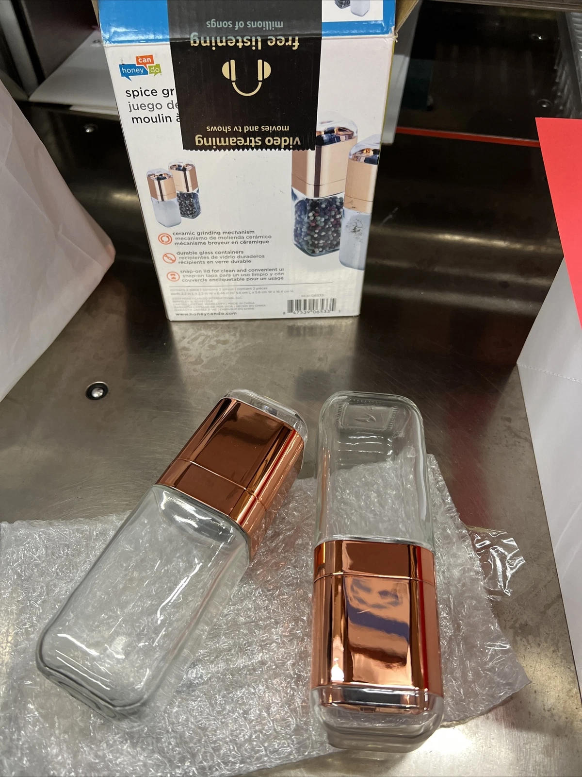 Honey-Can-Do Rose Gold 2-Piece Spice Mill Set
