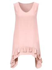 CELLBES LADIES SLEEVELESS OLD ROSE PINK FRILLED HANKY HEM TOP NEW (ref 243) SALE