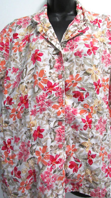 Women's 18W-20W Multicolor Floral SS Vneck Blouse Shirt Top By White Stag