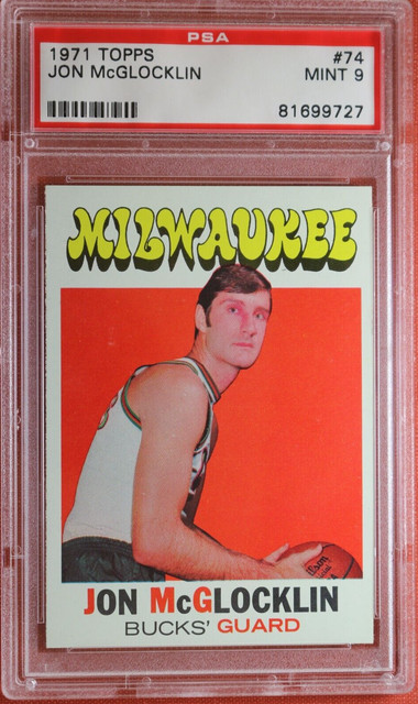 1971 Topps Basketball Karte JON McGLOCKLIN #74 PSA 9 MINT (UNGLAUBLICH SELTENE KARTE)