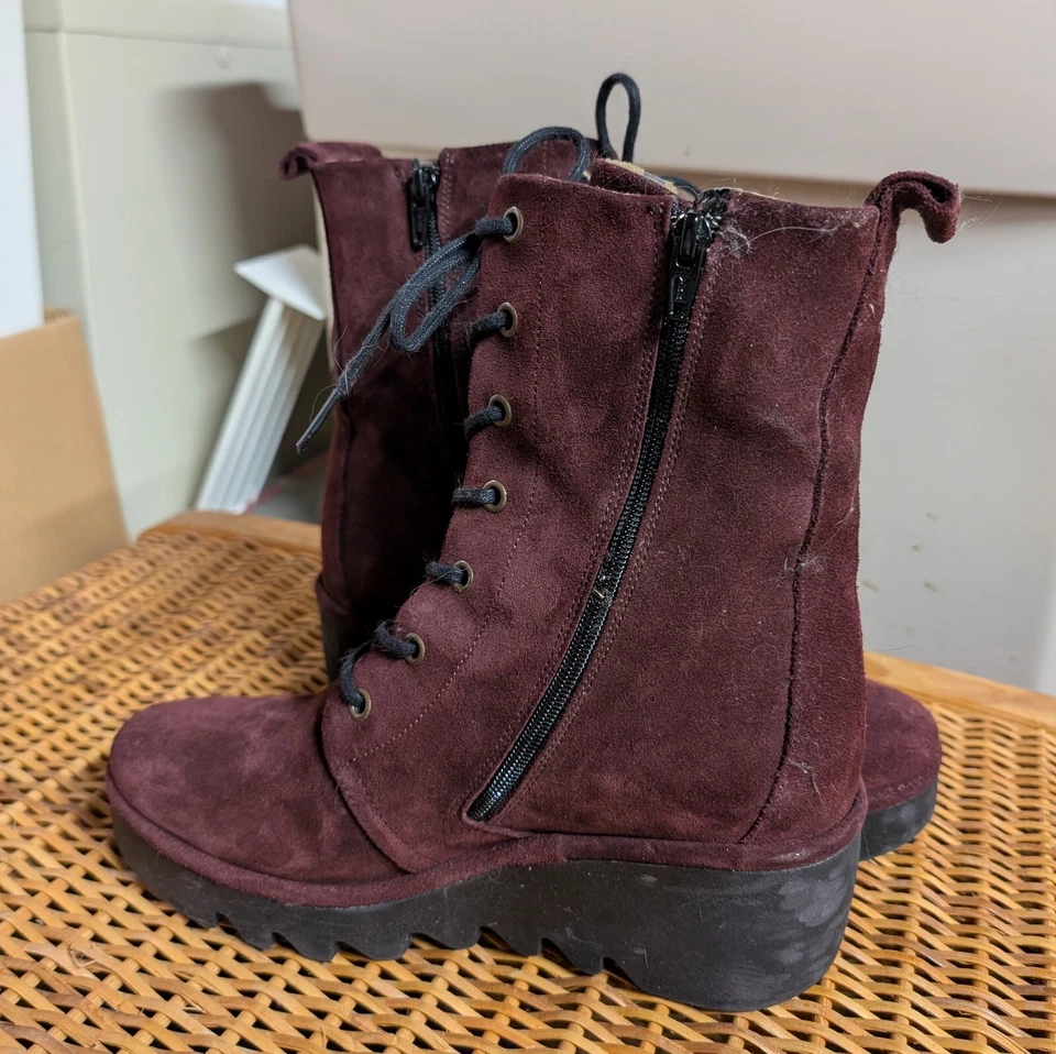 Botas de gamuza PÚRPURA FLY London para mujer con cordones BRR534fly Euro s 39, EE. UU. 8 Foto 4 de 4