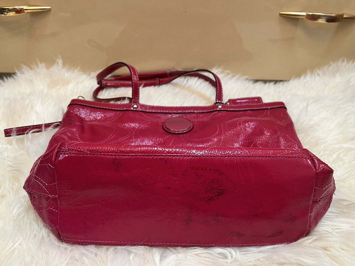 COACH パープル レザー ハンドバッグy2k New Coach Y2K Purple Silver Leather Shoulder Bag 9x5 Inches