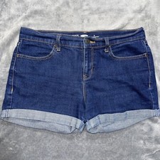 Old Navy Womens Blue Denim Jean Shorts Size 8 Cuffed Semi Fitted Stretch