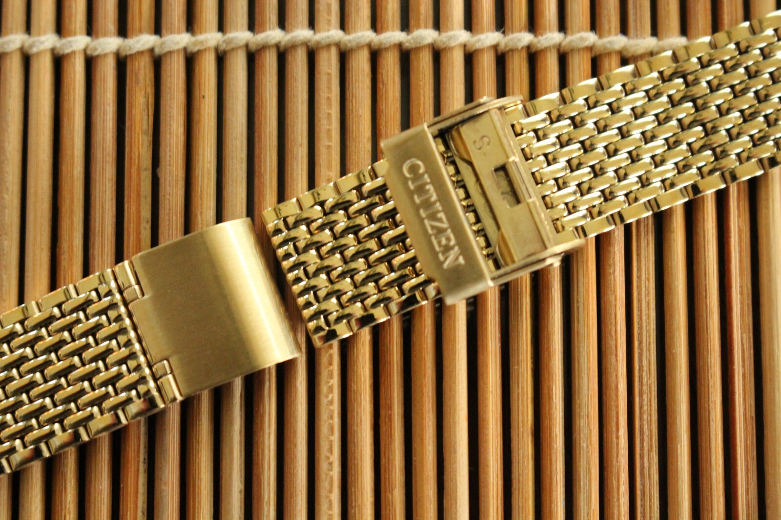 CITIZEN 20MM GOLD DOUBLE LOCK BEADS OF RICE WATCH BAND WATCHBAND ...