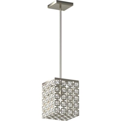 1-Light Indoor Brushed Nickel Square Rectangle Downrod Mini Pendant by Volume L.
