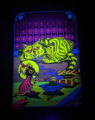 Vintage Petagno 1972 Sorcerer & the Cat Mouse Rat Blacklight Poster