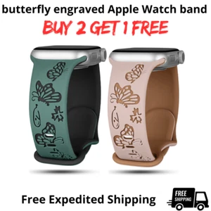Butterfly Engraved Apple Watch Band 49mm 45mm 41mm Apple Watch Series 10 9 8 7