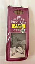 Vintage CVS Comfort Top Knee Highs Wide Band Reinforced Toe Regular Nude 3 Pairs
