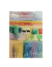 Aceo Painting Artist Card Original Landscape Cottages Small Art By Kenna Signed