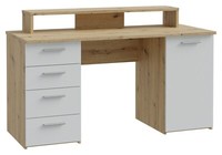 Schreibtisch 1 TüR 4 Schubladen Monitoraufsatz Artisan Eiche Dekor 145 X 60 Cm