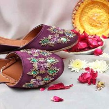 Purple Fancy Embroidery Jutti Khussa Shoes for women Heer 