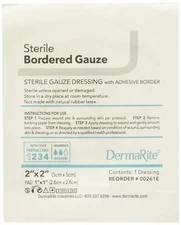Dermarite Industries Sterile Bordered Gauze Dressing, 2x2, 50 Count
