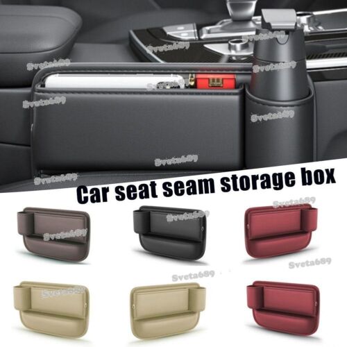 NEW Car Left Right Side Seat Gap Filler Phone Holder Storage Box Organizer Bag - Foto 1 di 32