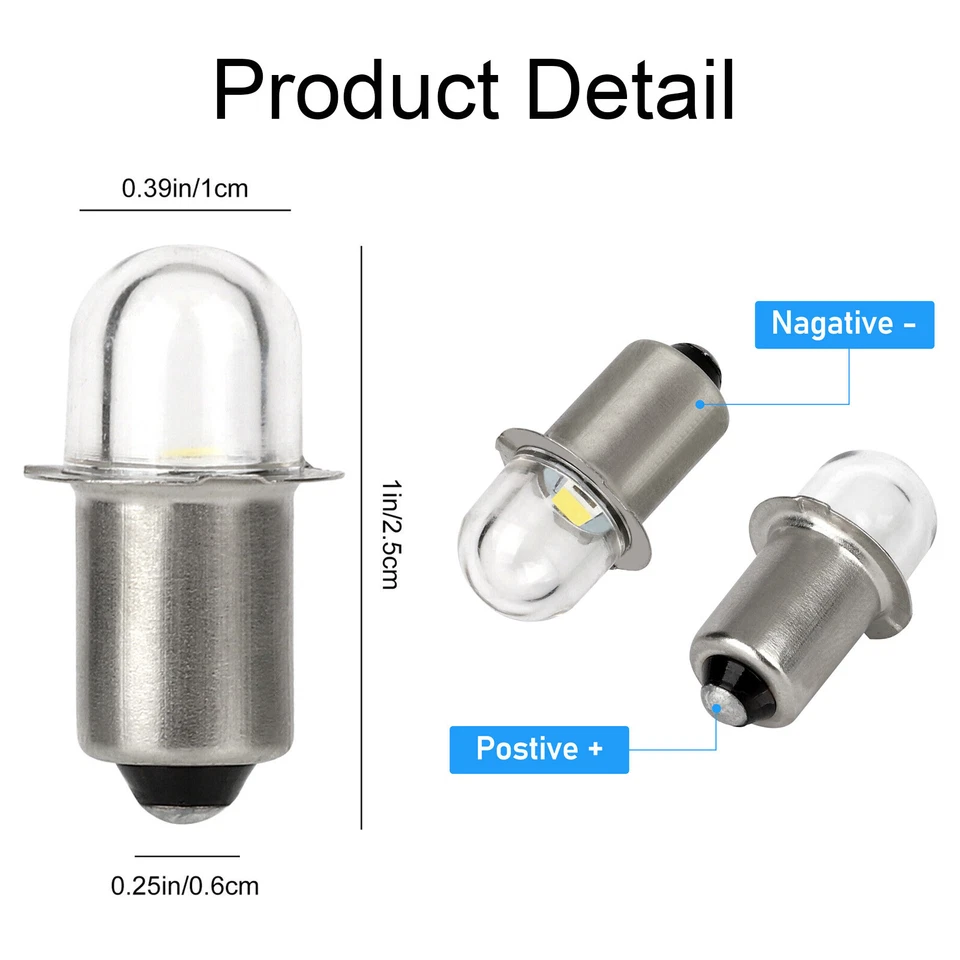 2-10PCS P13.5S LED Flashlight Torch Lamp Bulbs Upgrade Bright White Light DC3V - Image 2 of 3