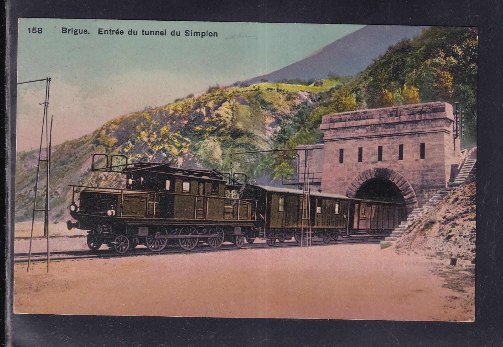 Cartolina Svizzera Brigue Entree du Tunnel du Simplon TRENO XE446