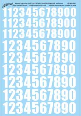 Décalcomanies Chiffres 06 Blanc Pour R04 - Dimensions 96x53mm - Papier INTERDECAL