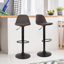 Modern Bar Stools Set of 2, Swivel PU Leather Height Adjustable Counter Stools
