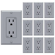 Decorator Electrical Wall Outlet Grey Tamperresistant Duplex Receptacle Resident