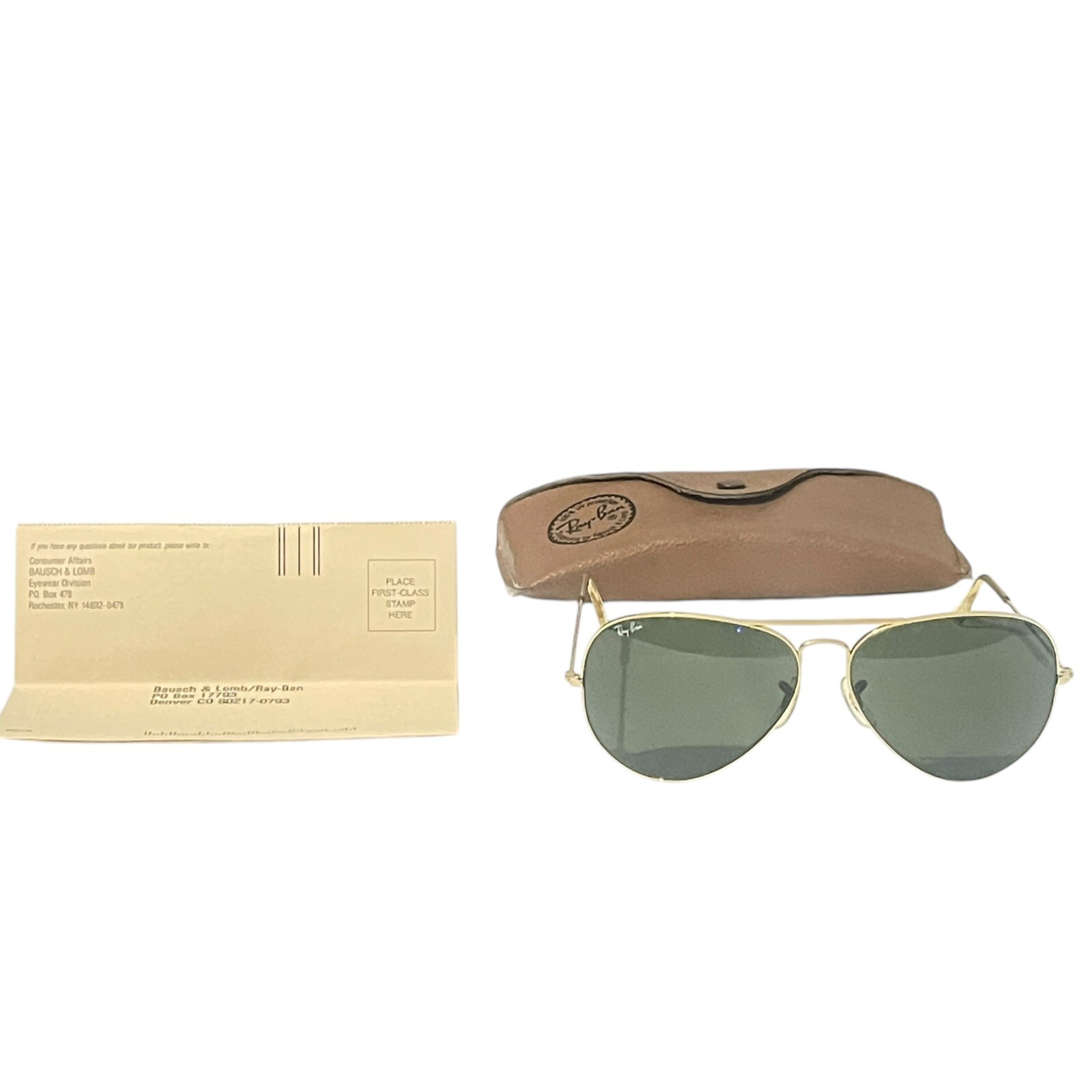 Vintage Bausch Lomb Ray Ban Aviator Sunglasses Case Paperwork
