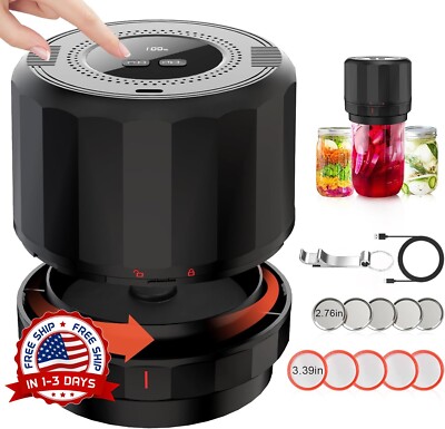 Kit de sellado al vacío para sellador de tarros eléctrico de plástico negro NEW