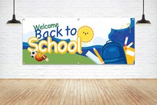 WELCOME BACK TO SCHOOL Generic Vinyl Banner Display Playfull Happy Classroom New