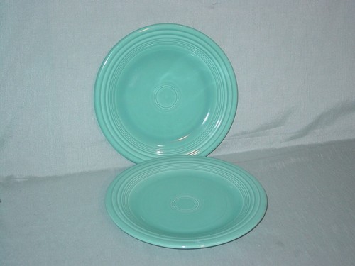 Vintage Homer Laughlin Fiesta Blue 10 1/4 Inch Dinner Plates Lot of 2 - Picture 2 of 5