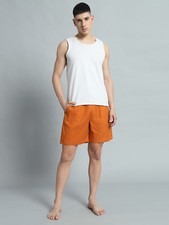 Linen 100 Boxer Shorts for men orange with pocket brief underwear comfortable