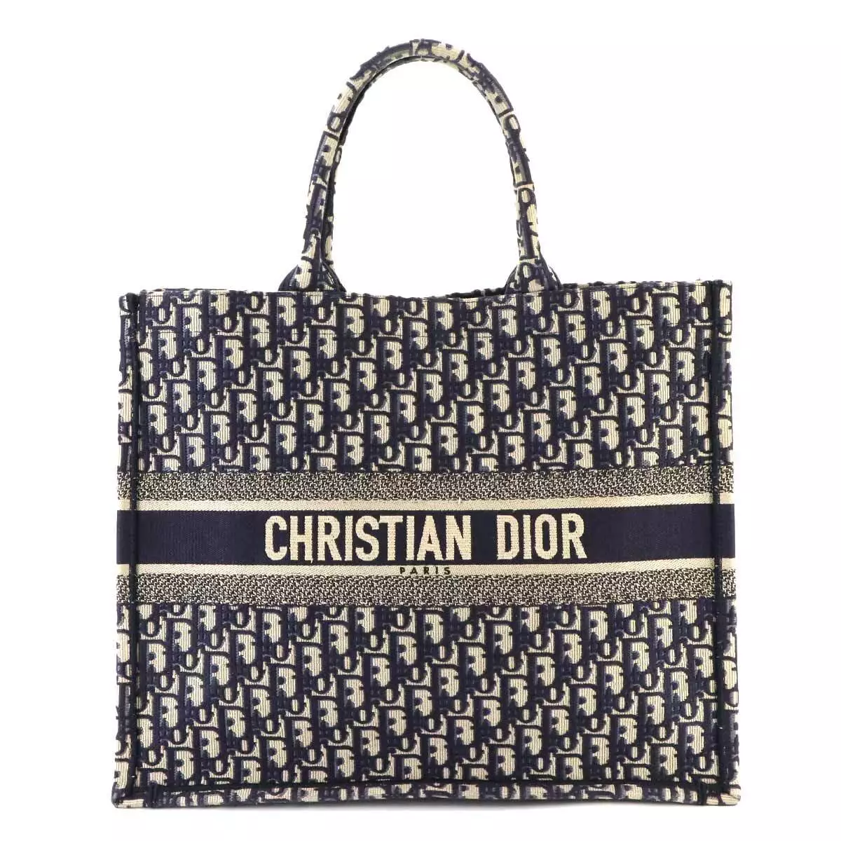 Grand sac fourre tout Christian Dior livre toile oblique marine M1286ZRIW 90274194