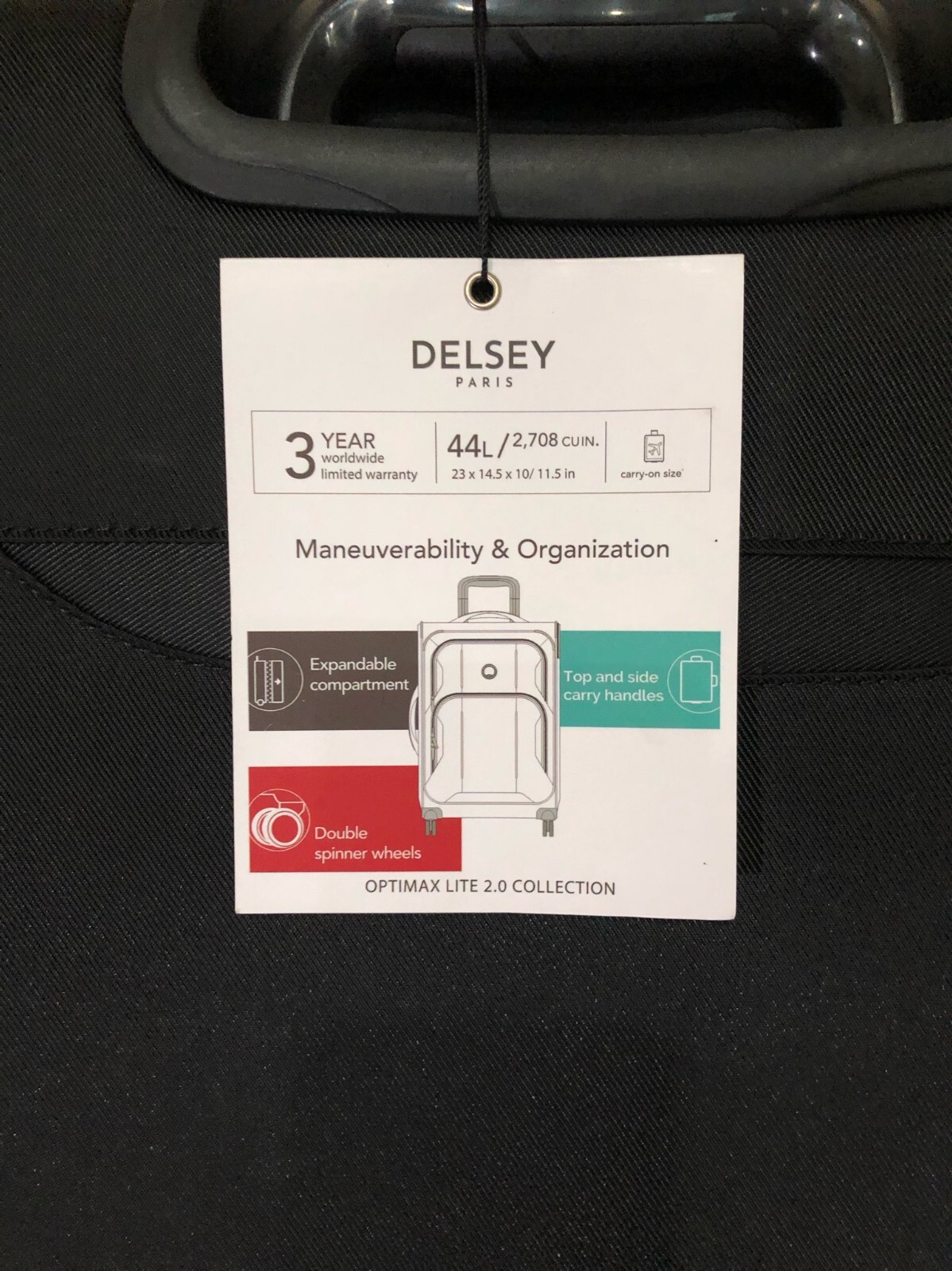 Delsey OPTIMAX LITE 2.0 Expandable 20" Carry On Spinner New In Black eBay