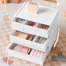 3 Piece Set Stackable Storage Box Desktop Unit With Drawer Organizer Multi-Layer