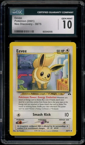 CGC 10 Gem Mint Eevee 38/75 Neo Discovery 2001 Unlimited