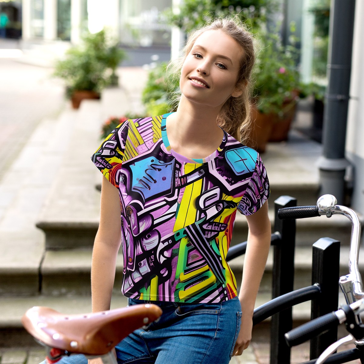 Neon Cyberpunk Crop Tee