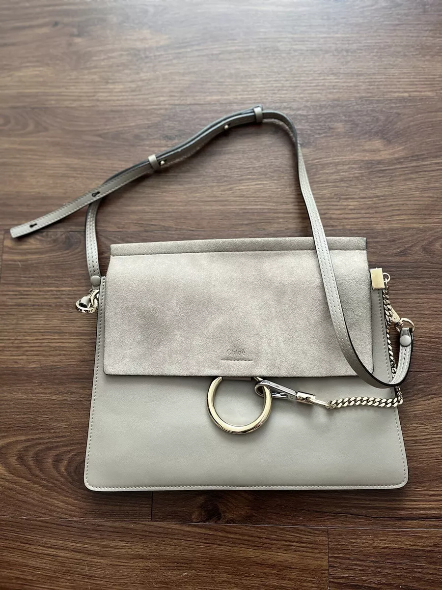 Chloe Taupe Leather and Suede Small Faye Shoulder Bag Chloe