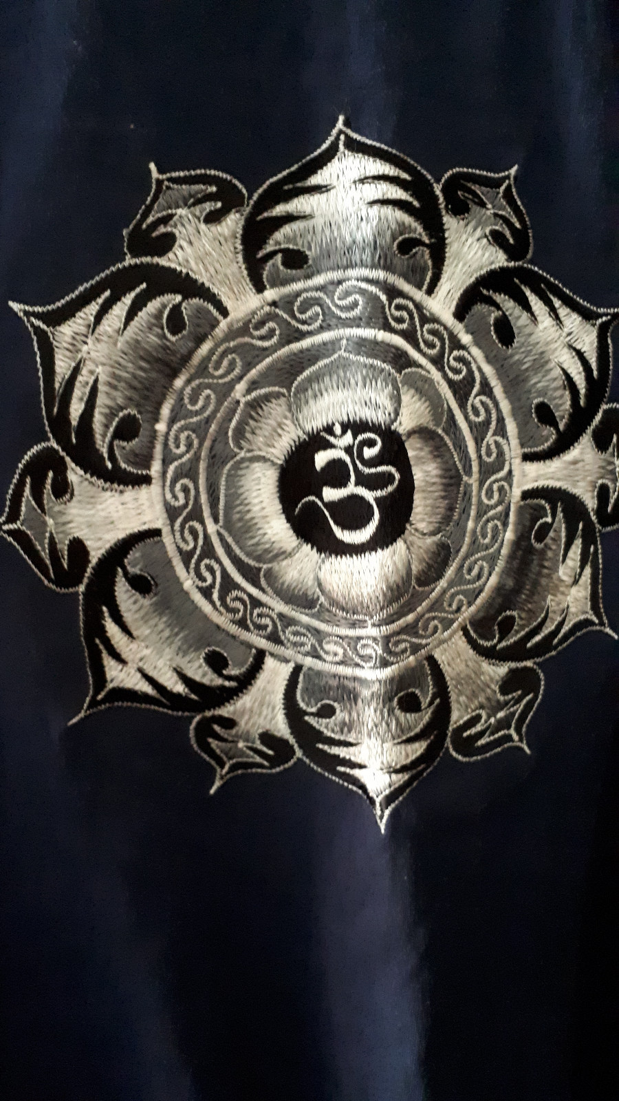 Dark blue ethnic embroidered mandala om yoga t-shirt 42"- 44" bust chest unisex image 2