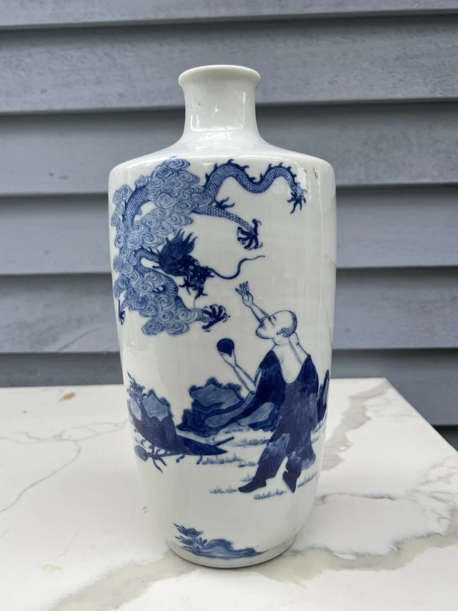 蓝色中国古董花瓶| eBay