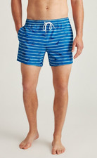 NWOT 5-inch Blue Shark Stripe E-Waist Swim Trunk by Bonobos, Size Small