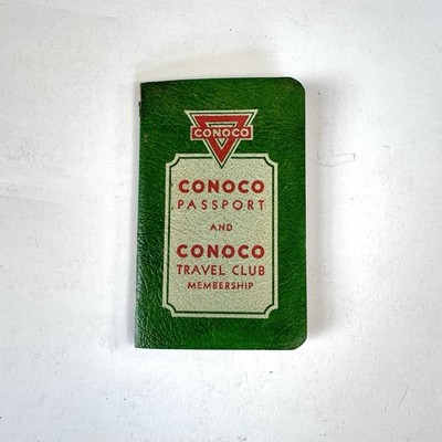 1929 Conoco Oil And Gas Travel Passport Green Booklet-ORG Scarce Item w/notes
