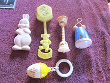 5 Vintage Baby Rattles 1950s -60s All Working Nice Condition