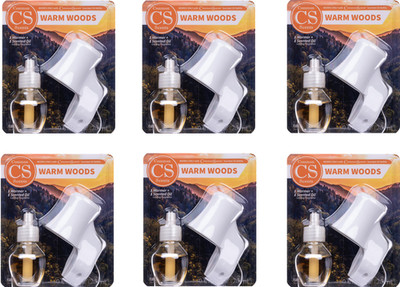 Essential Oil Aromatherapy Diffuser Warmer + Scented Oil Warm Woods 6PK