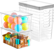 6 Pack Clear Storage Bins with Lids, 7 Quart Pantry Organizer Bins Large, Stac