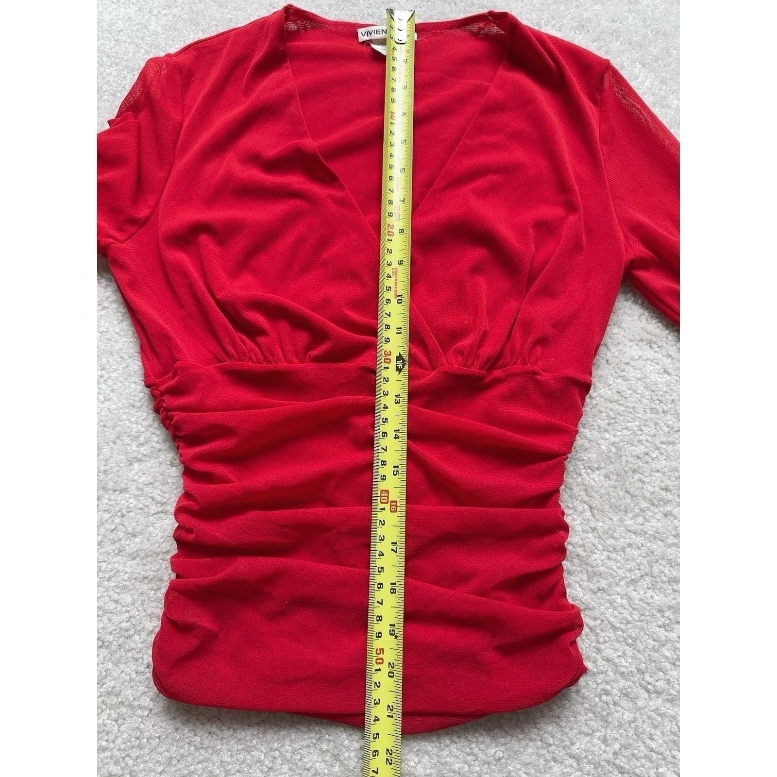 RARE- Vivienne Tam Vintage 90's  Mesh Wrap Blouse Size 2 Red - EUC image 8