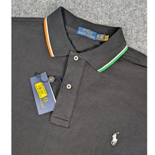 Image of Polo Ralph Lauren Polo Shirt Mens XLT Black Tipped Collar Cuffs NWT