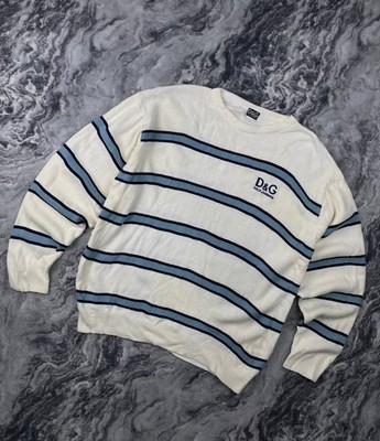Vintage Dolce Gabbana Big Logo Knit Sweater Striped Men Size XL
