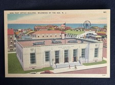 New Post Office Building Wildwood by the Sea New Jersey Linen Postcard