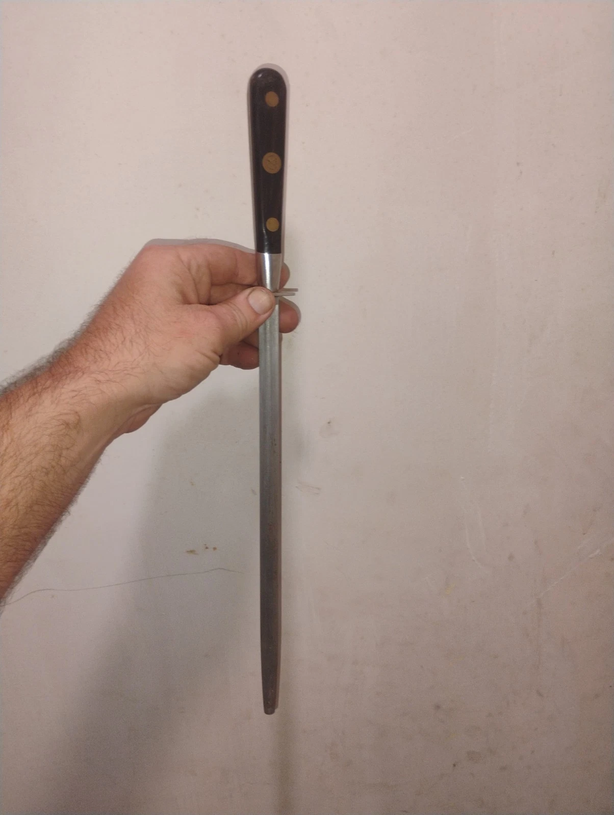 Antique 1908 Sheffield Knife Sharpening Rod Honing Steel Sharpener Silver/Horn