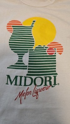VINTAGE 80s Midori Melon Liqueur Tropic T-Shirt - White / Large