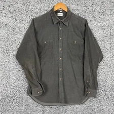 Vintage Saks Fifth Avenue Shirt Mens Large Gray Corduroy Button Up Hong Kong 90s