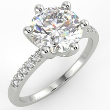 1.65 Ct Round Cut SI1/D Solitaire Pave Diamond Engagement Ring 14K White Gold